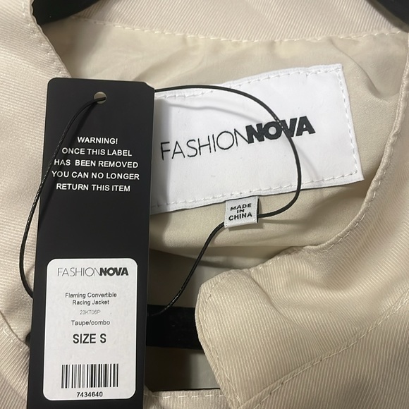 Fashion Nova - Flaming Convertible Racing Jacket - Taupe/Combo - Size S - Picture 4 of 4
